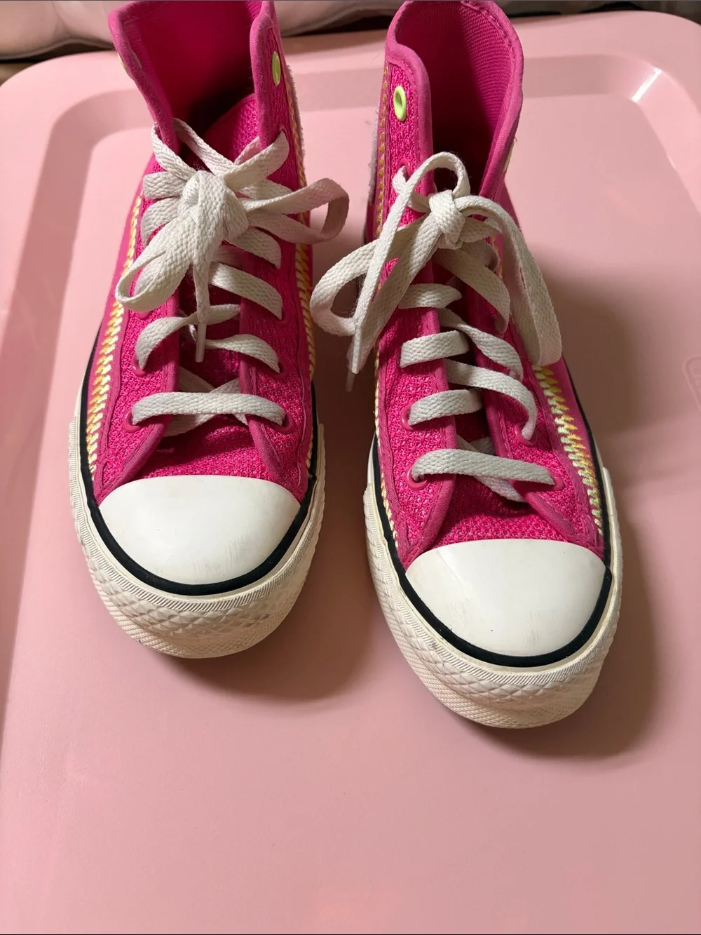 Converse Kids High-Top Sneakers in Bright Pink with White Accents